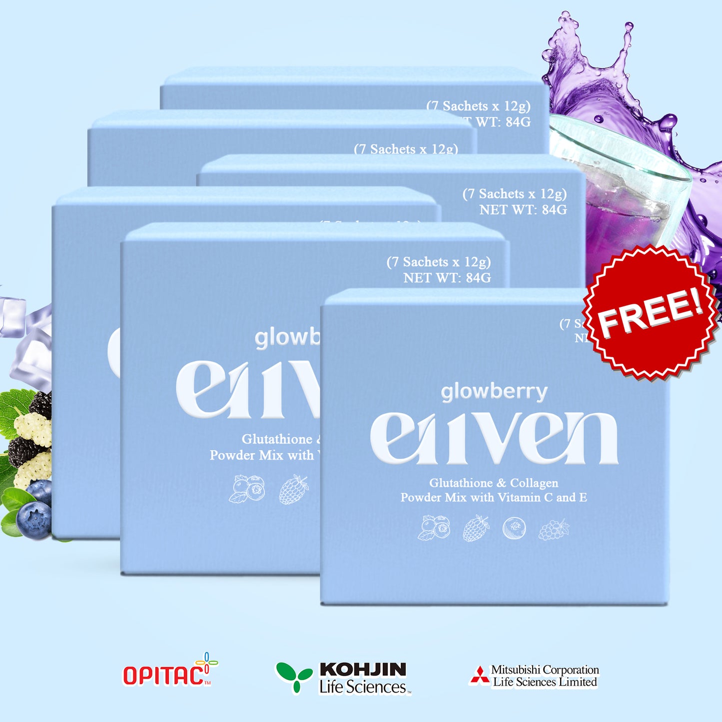 E11VEN Opitac™ Glutathione 500mg - 30 Capsules with Chamomile & Marine Collagen