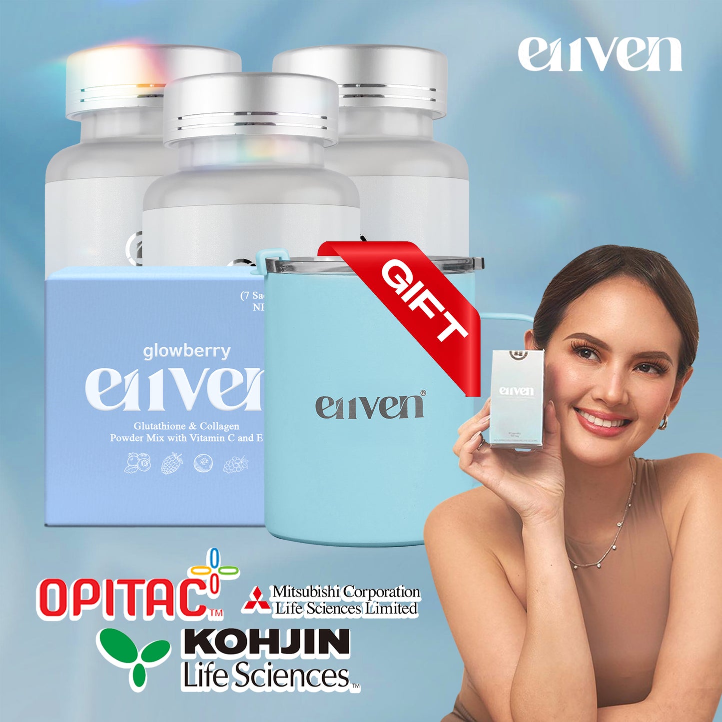 E11VEN Opitac™ Glutathione 500mg - 30 Capsules with Chamomile & Marine Collagen