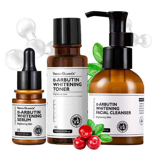 VIBRANT GLAMOUR α-Arbutin Whitening Series Face Cleanser + Serum  + Toner Set