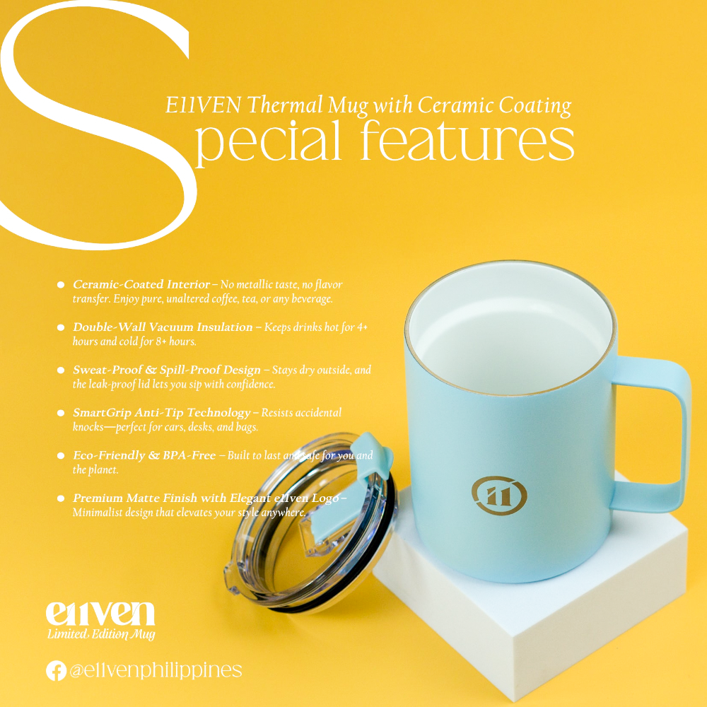 [Limited Edition] E11VEN® Thermal Ceramic Lined Mug 12oz - Double Wall Stainless Steel Thermal Mug