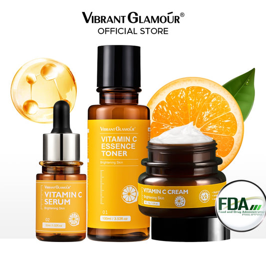 VIBRANT GLAMOUR FDA Vitamin C SET - Vitamin C Cream, Serum, Toner -- Fading Dark Spots & Reduce Melasma