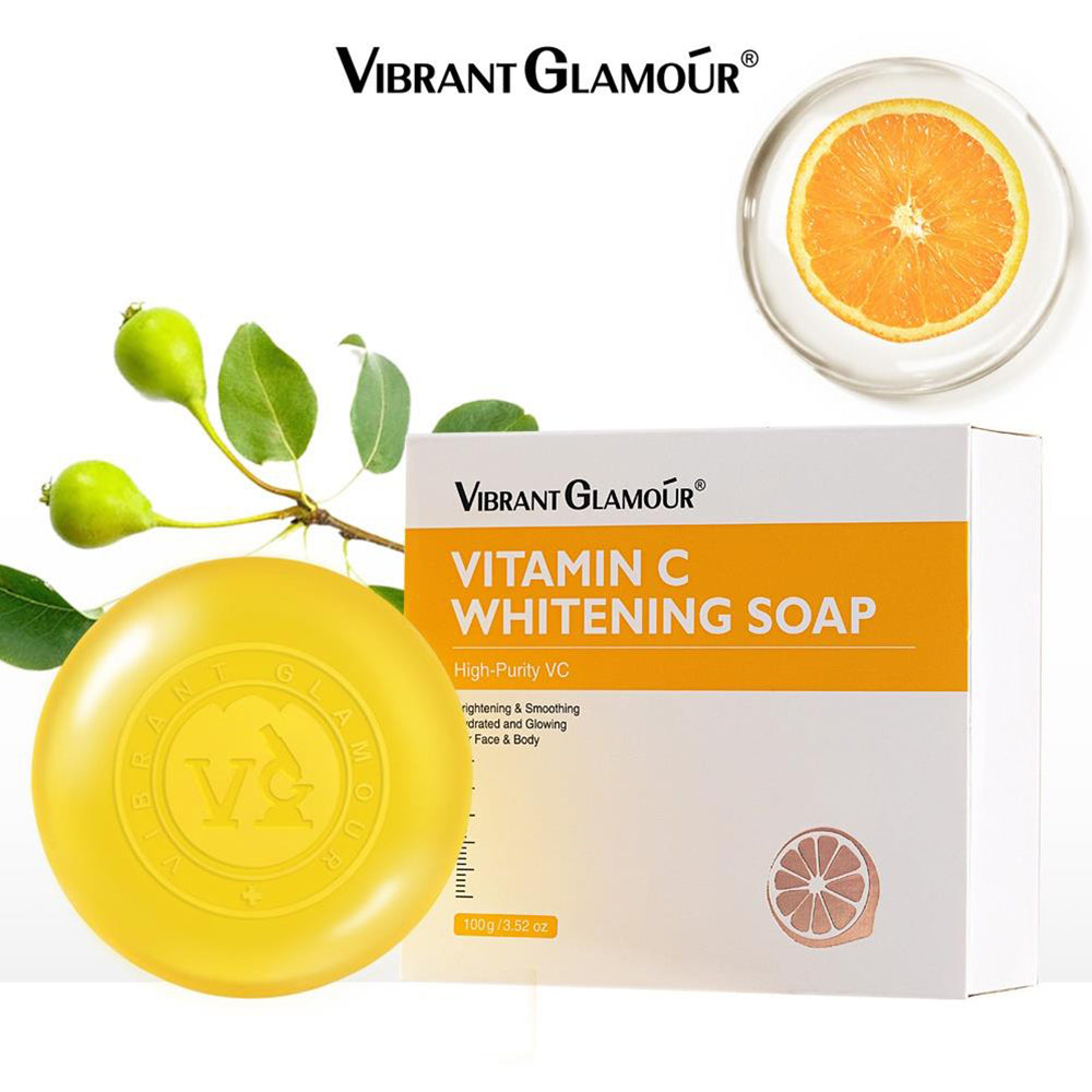 VIBRANT GLAMOUR Vitamin C Whitening Soap Face Cleanser VC Deep Cleaning Facial Wash Brightening Dark
