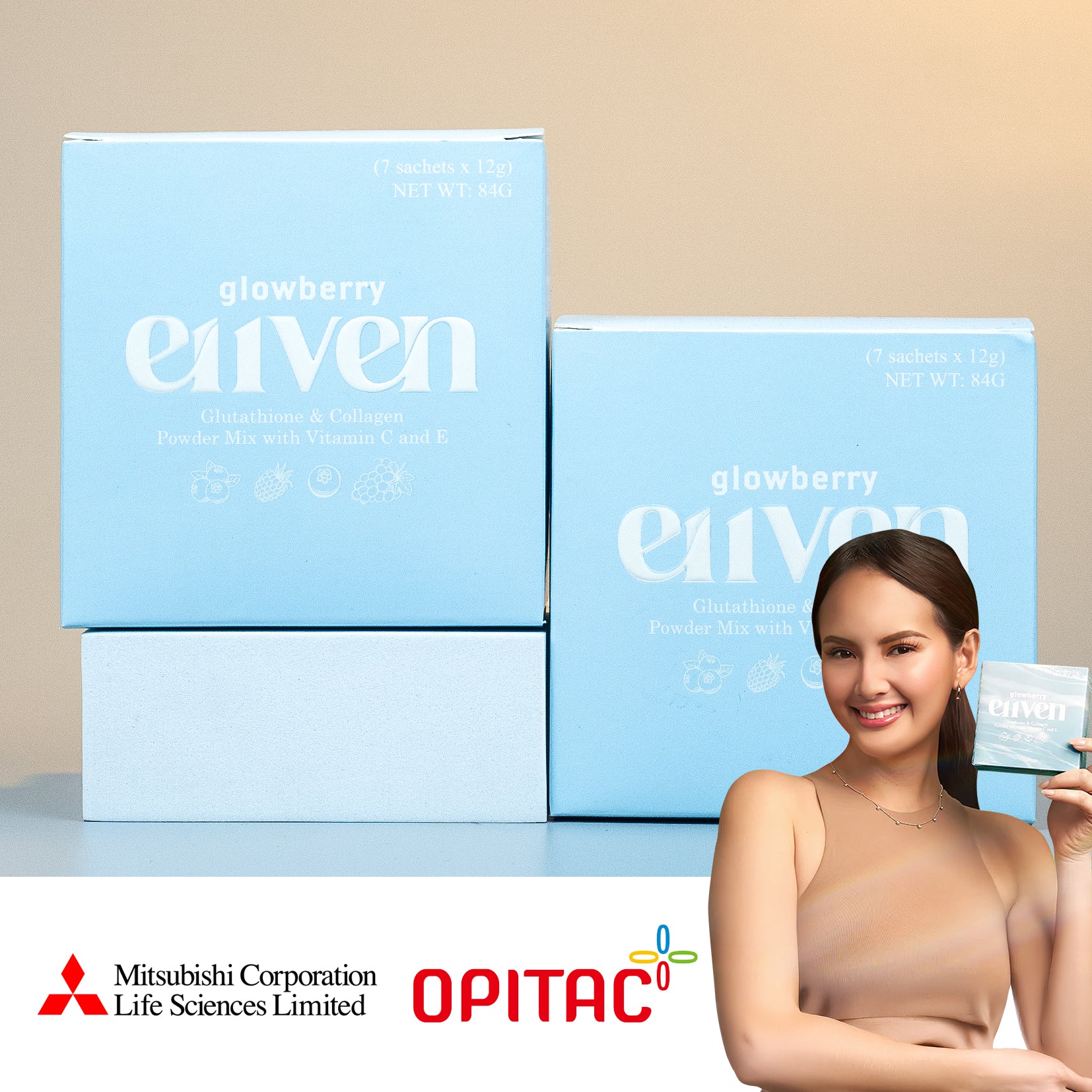 E11VEN Glowberry - Collagen with Berry Extracts, Opitac Glutathione and Vit C&E Drink 7 sachets | 12,000mg/sachet
