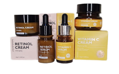 VIBRANT GLAMOUR FDA SET - Retinol Serum & Cream + Vitamin C Serum & Cream