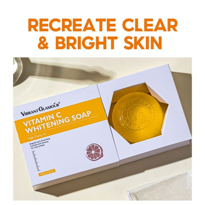 VIBRANT GLAMOUR Vitamin C Whitening Soap Face Cleanser VC Deep Cleaning Facial Wash Brightening Dark