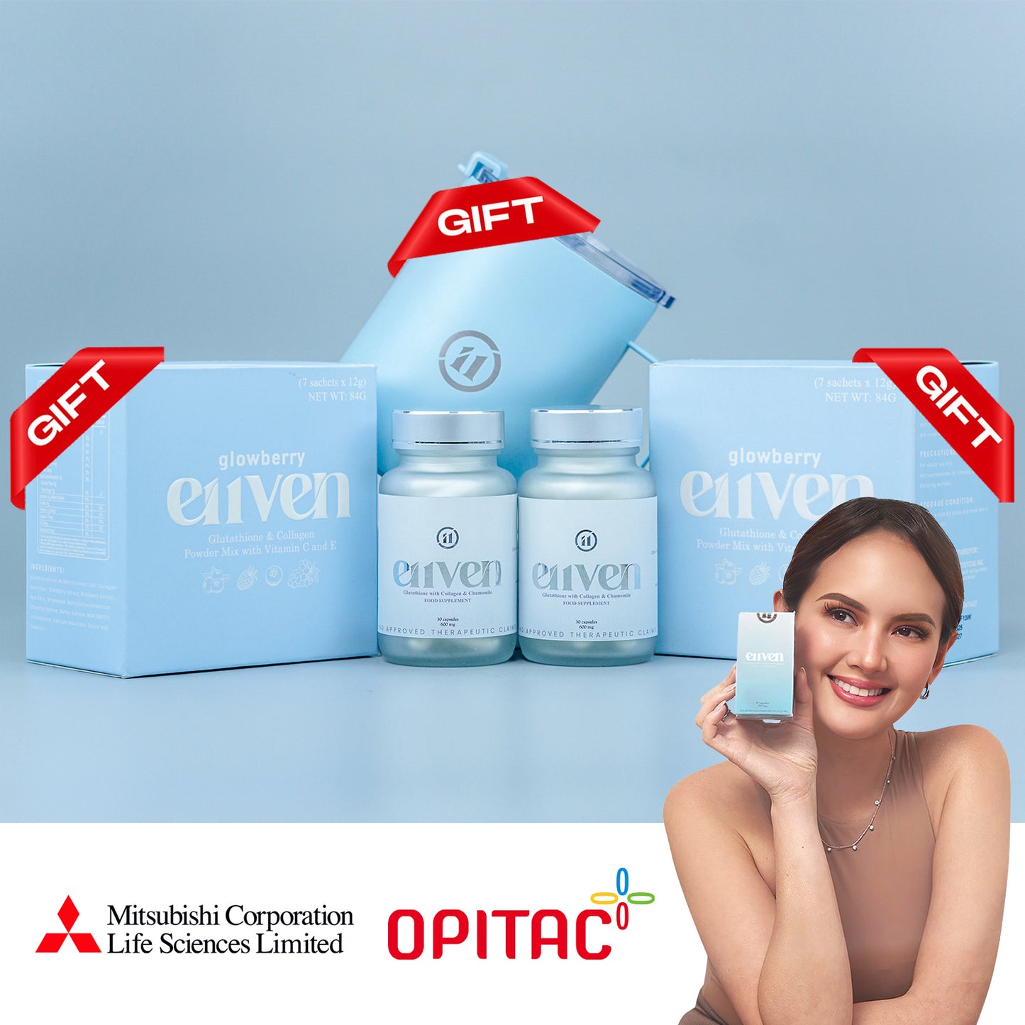 [11.11 PROMO] E11VEN Opitac Glutathione  - 500mg Opitac™ Glutathione + FREE GLOWBERRY