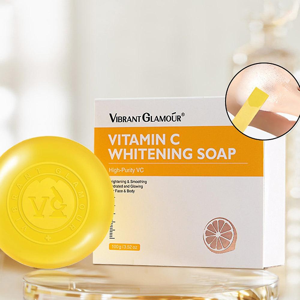 VIBRANT GLAMOUR Vitamin C Whitening Soap Face Cleanser VC Deep Cleaning Facial Wash Brightening Dark