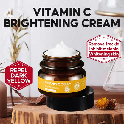 VIBRANT GLAMOUR FDA Vitamin C Whitening Face Cream + Face Serum Sets Fading Dark Spot Freckles Brightening VC Essence
