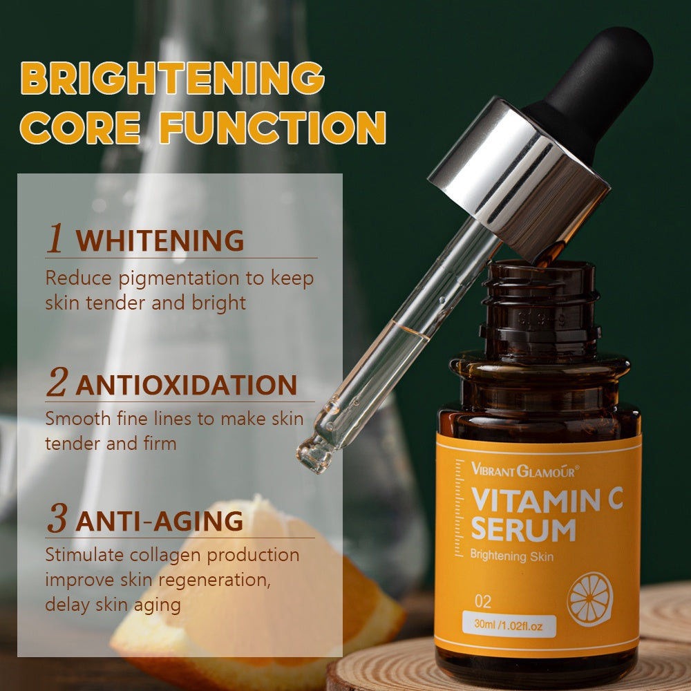 VIBRANT GLAMOUR FDA Natural Vitamin C Face Serum Brightening Whitening Skin Fade Dark Spot Smooth Fine Lines