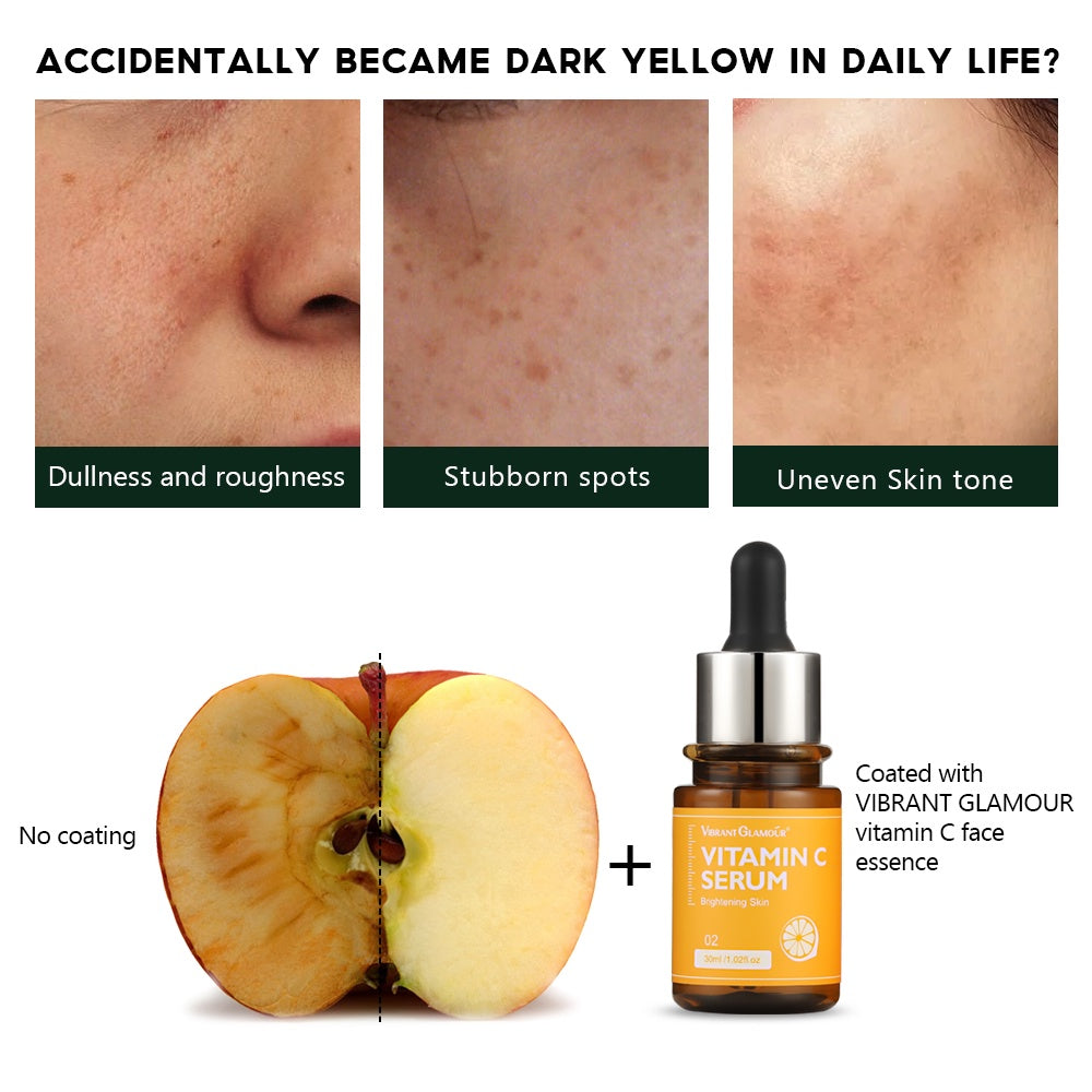 VIBRANT GLAMOUR FDA Vitamin C Whitening Face Cream + Face Serum Sets Fading Dark Spot Freckles Brightening VC Essence
