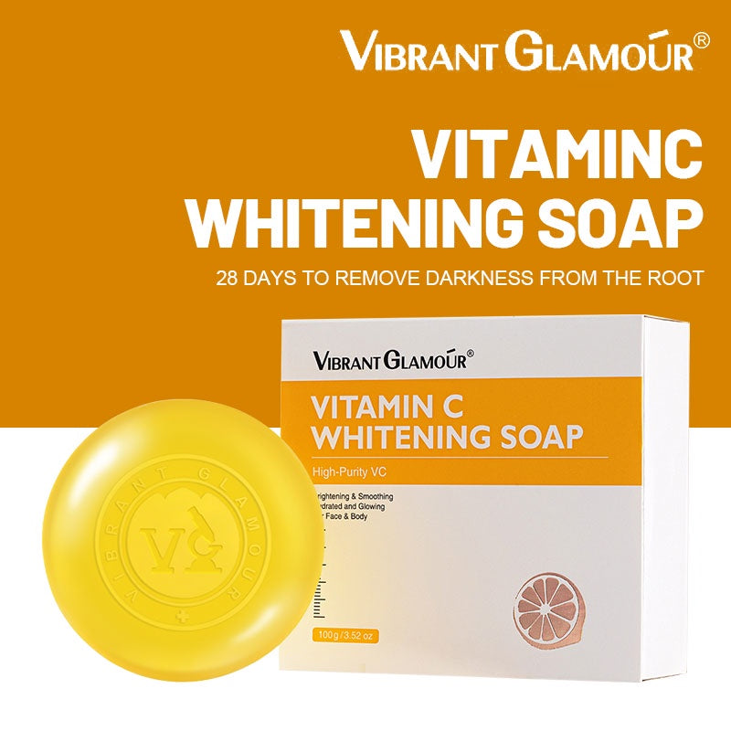 VIBRANT GLAMOUR Vitamin C Whitening Soap Face Cleanser VC Deep Cleaning Facial Wash Brightening Dark