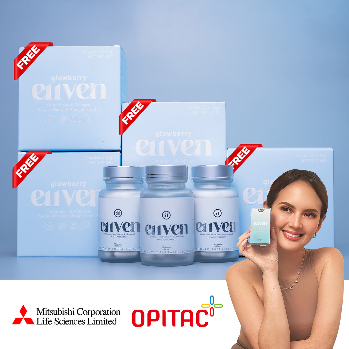 [VIP PROMO] E11VEN Opitac Glutathione  - 500mg Opitac™ Glutathione + FREE GLOWBERRY
