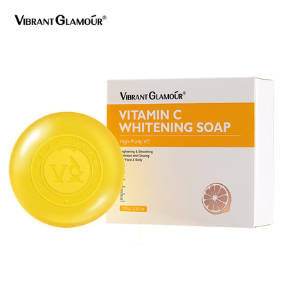 VIBRANT GLAMOUR Vitamin C Whitening Soap Face Cleanser VC Deep Cleaning Facial Wash Brightening Dark