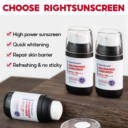 VIBRANT GLAMOUR Niacinamide Whitening Sunscreen Cream SPF50+ PA++++ UVA/UVB Sunblock for Face Body Skin Protect
