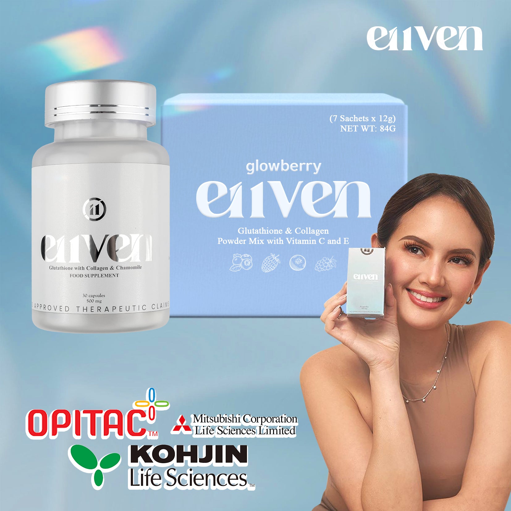 kohjin life sciences glutathione E11VEN Opitac™ 500mg - 30 Capsules with Chamomile & Marine Collagen Thuốc GLUTATHIONE 1800MG VIBRANT Size:8 Pack Water-Based