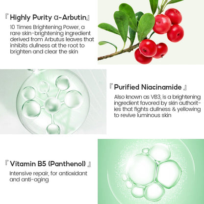 VIBRANT GLAMOUR α-Arbutin Whitening Facial Mask Instant Brightening Hydrating Niacinamide