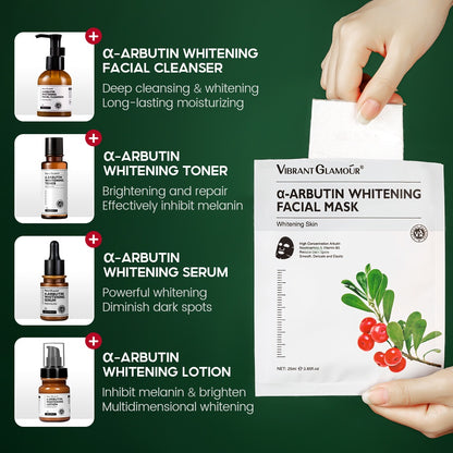 VIBRANT GLAMOUR α-Arbutin Whitening Facial Mask Instant Brightening Hydrating Niacinamide