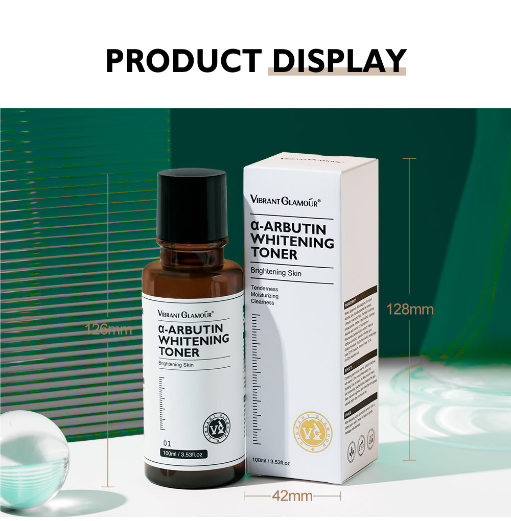 VIBRANT GLAMOUR α-Arbutin Whitening Toner Niacinamide Reduce Dark Spots Freckles Pigmentation Facial Moisturizer 100ml
