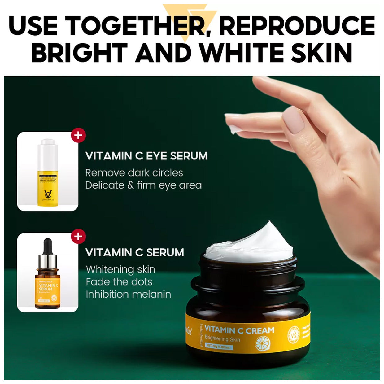 VIBRANT GLAMOUR α-Arbutin & Vitamin C (Day & Night Set) - α-Arbutin Serum, Toner, Lotion + Vitamin C Cream, Serum, Toner