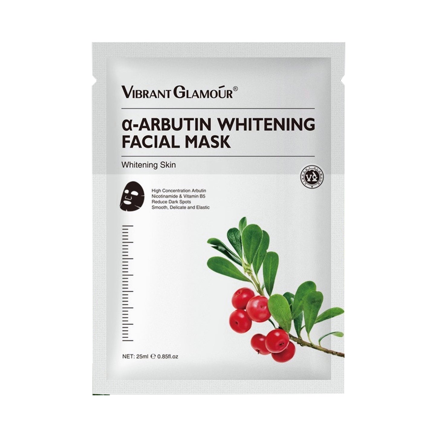 VIBRANT GLAMOUR α-Arbutin Whitening Facial Mask Instant Brightening Hydrating Niacinamide